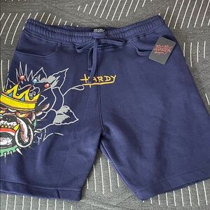 Ed Hardy Men's Navy Graphic Athletic Shorts